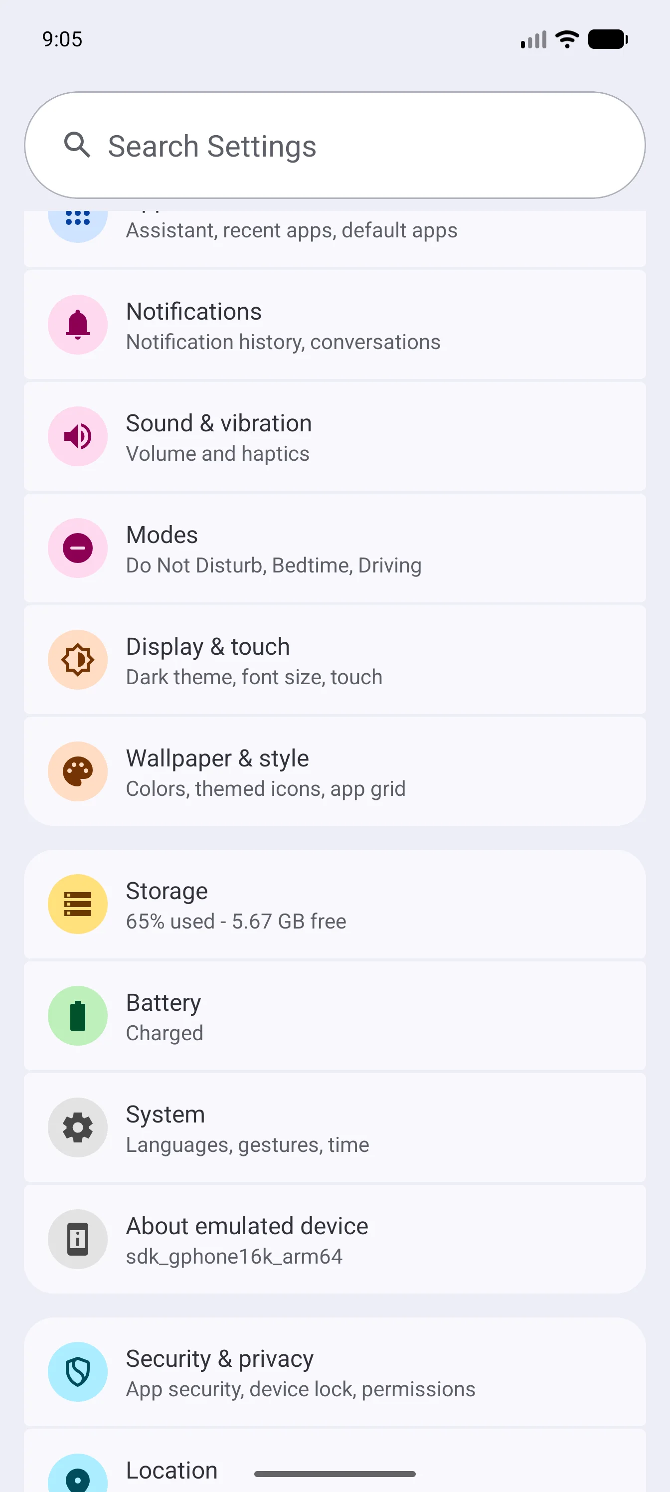Settings > Security & privacy