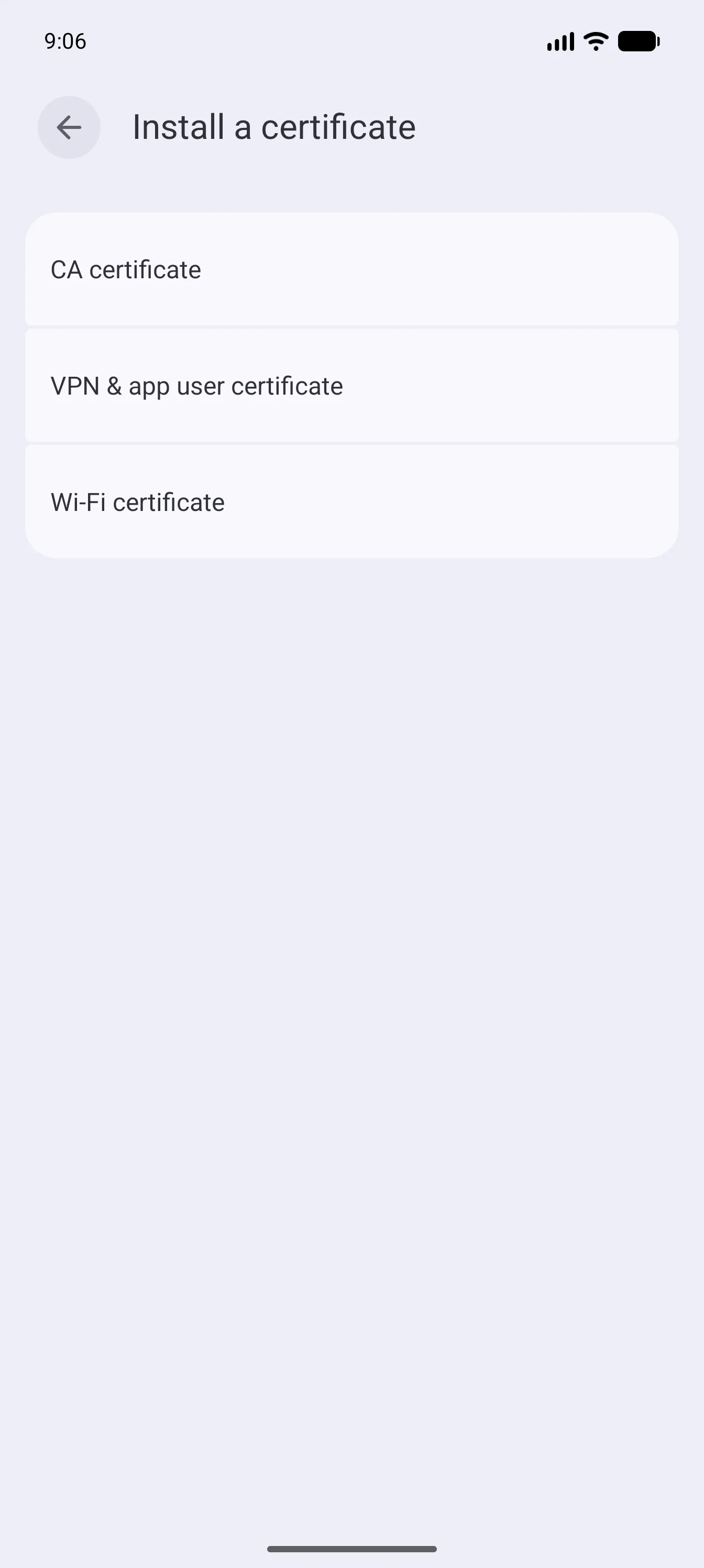Select CA certificate