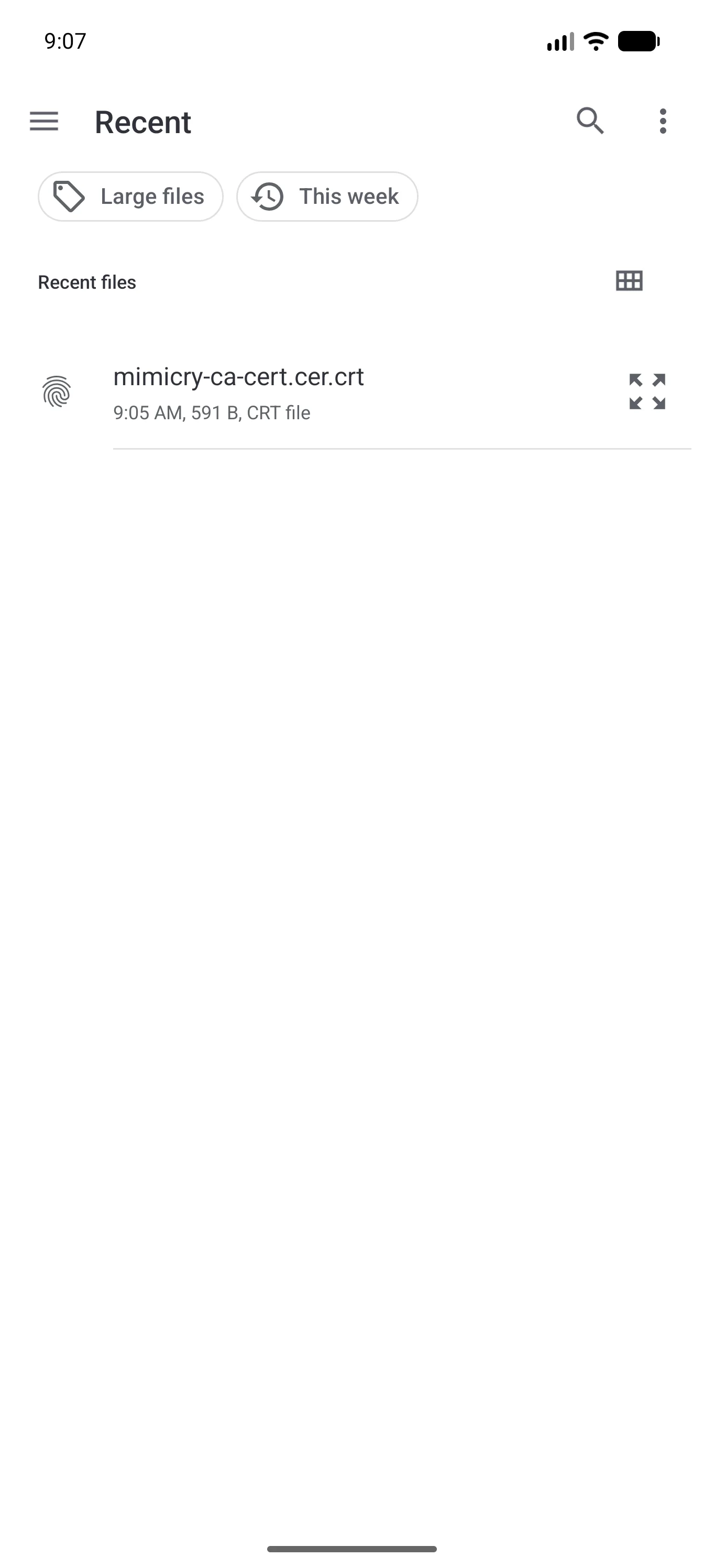 Select the downloaded certificate file
