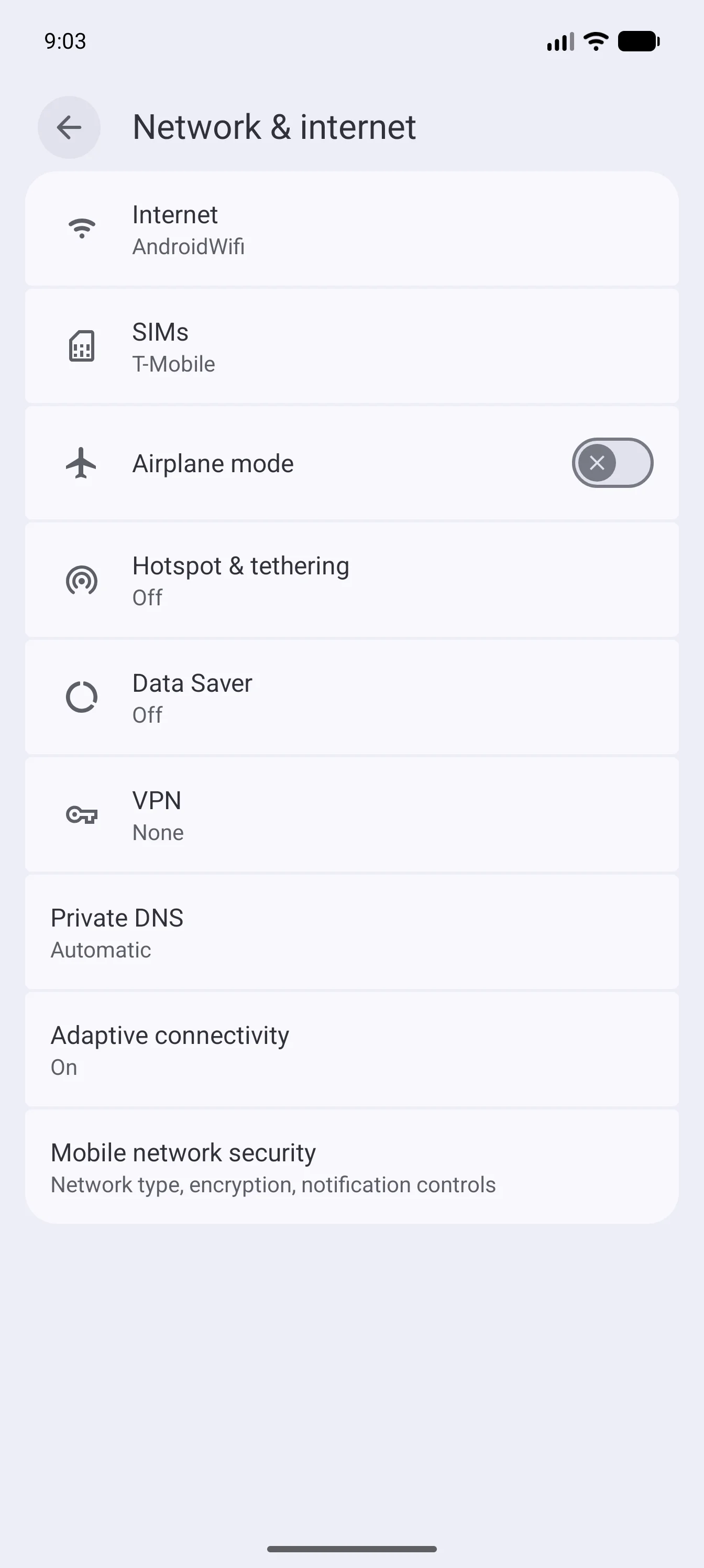 Settings > Network & internet > Internet