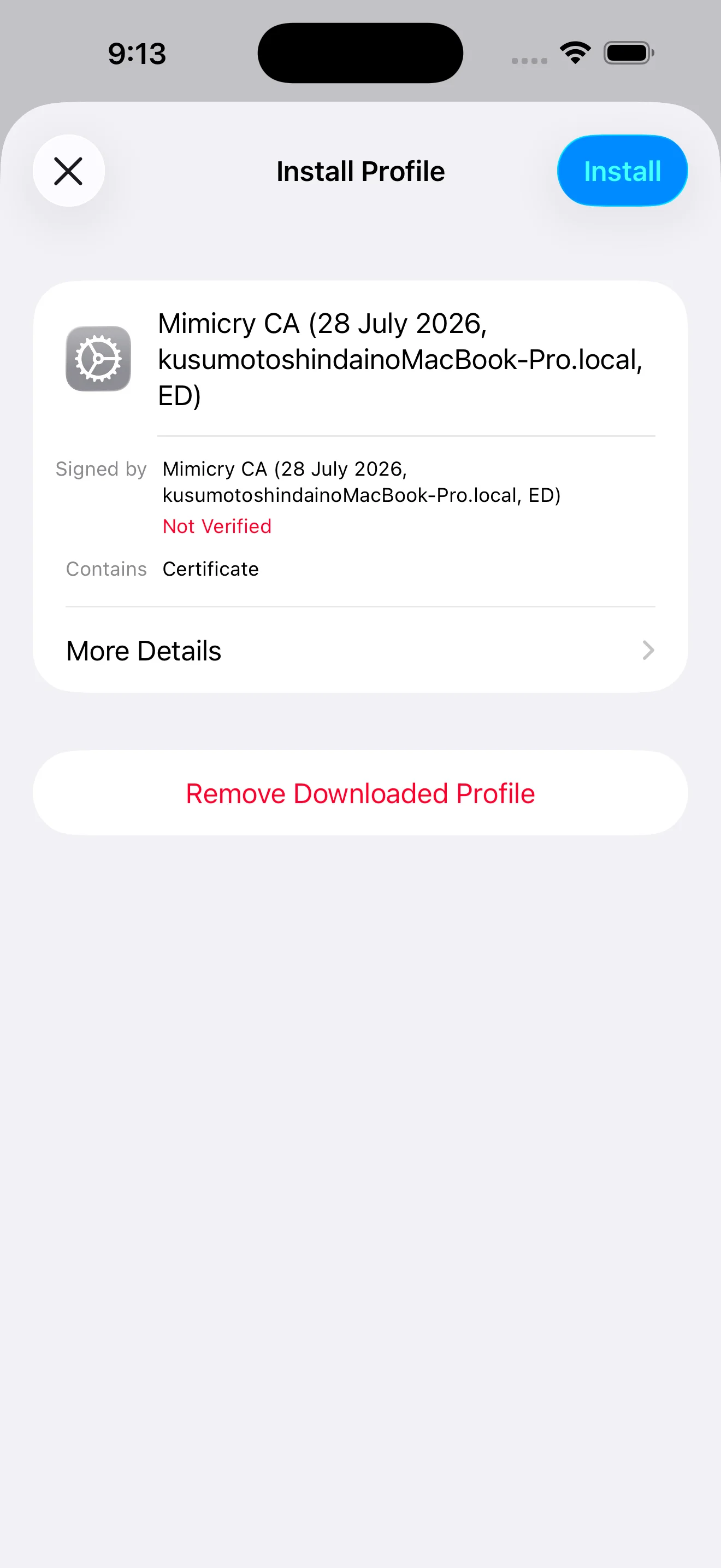 Tap Install